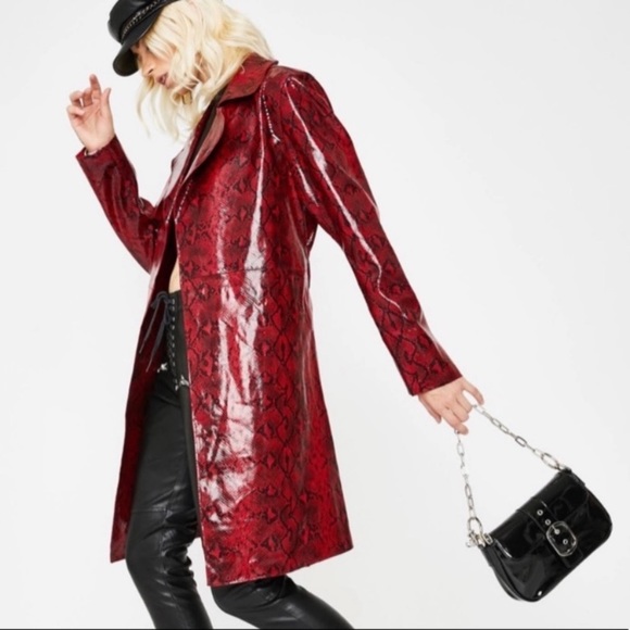 NWT FP Leather python trenchcoat- red or beige - Picture 2 of 5